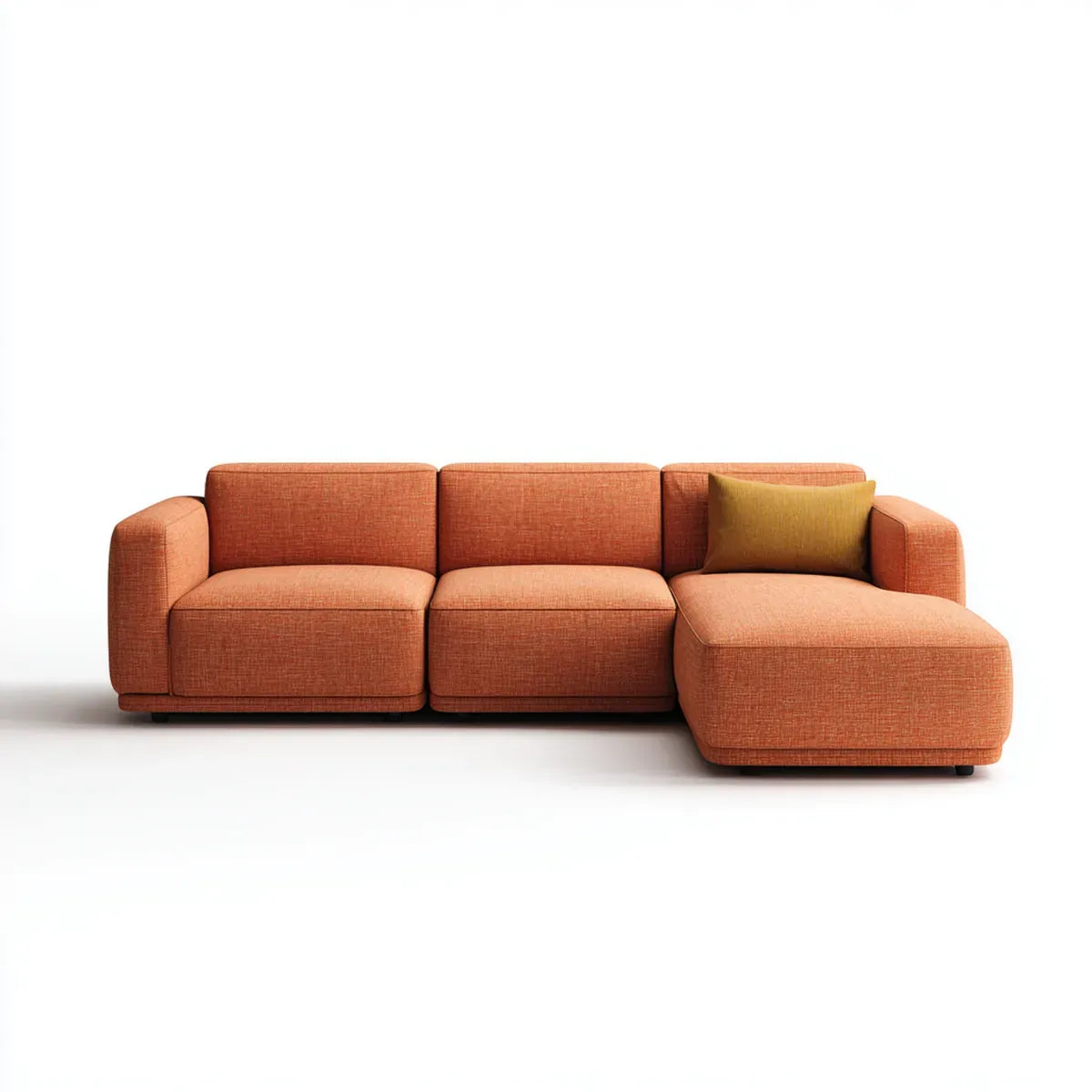 Canapé d'angle droit 3 places terracotta 260 x 160 x 82 cm en polyester forme rectangulaire