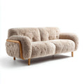 Canapé 2 places beige 180 x 88 x 78 cm en polyester bouclette avec structure en bois massif forme droite