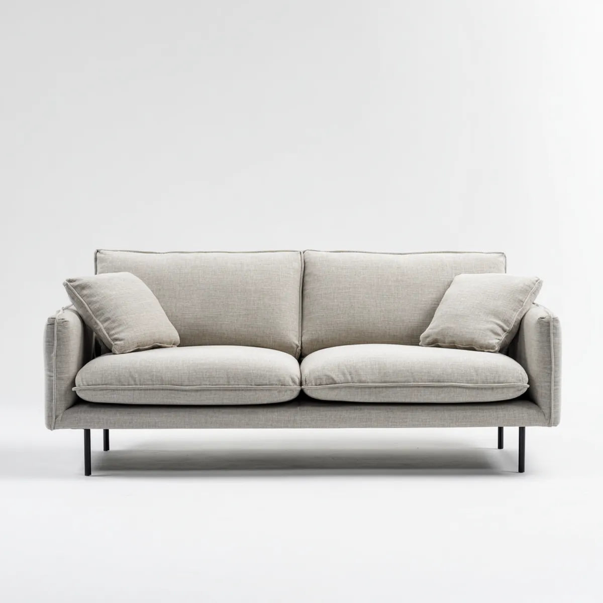 Canapé 2 places gris clair 180 x 88 x 85 cm en polyester avec pieds en acier forme rectangulaire
