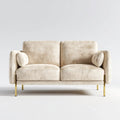 Canapé 2 places beige en velours de polyester avec pieds dorés 170 x 85 x 82 cm