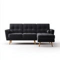 Canapé d'angle 3 places avec méridienne droite noir en velours de polyester 250 x 150 x 85 cm