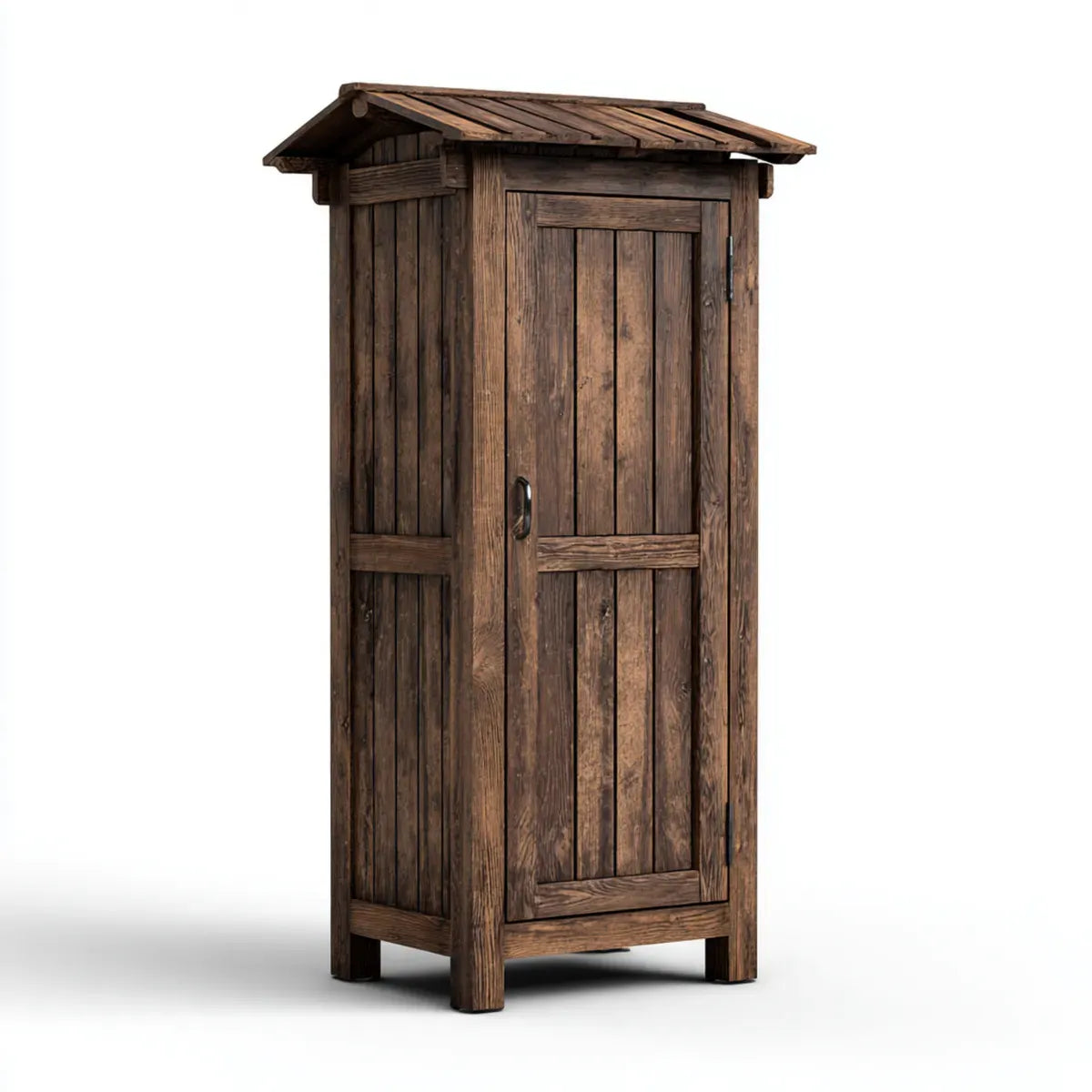 Abri de rangement extérieur brun en pin massif à toit à deux pans 90 x 70 x 180 cm