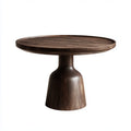 Table basse ronde marron foncé Ø80 x H45 cm en MDF plaqué chêne