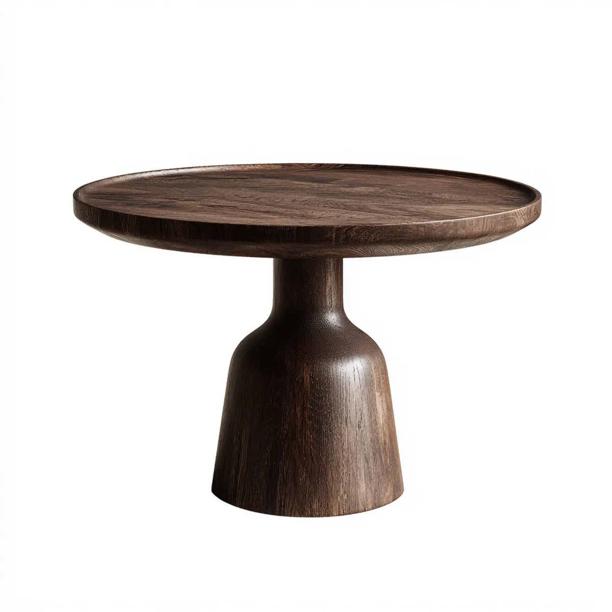 Table basse ronde marron foncé Ø80 x H45 cm en MDF plaqué chêne