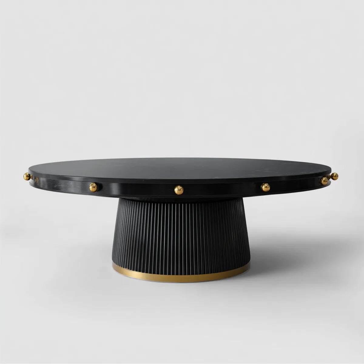 Table basse ronde noire et dorée en MDF et acier 100 x 100 x 38 cm