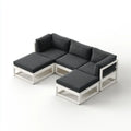 Salon de jardin modulable 5 pièces blanc et gris anthracite en aluminium et polyester en L 225 x 150 x 63 cm