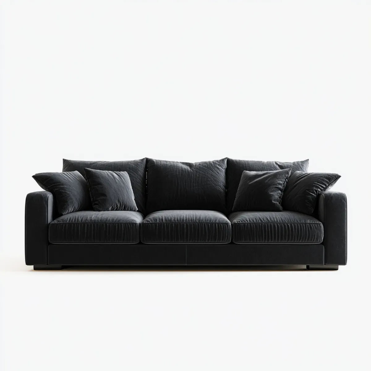 Canapé droit 3 places noir 230 x 95 x 85 cm en cuir synthétique PU rectangulaire