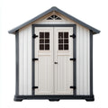 Abri de rangement extérieur en résine polypropylène blanc et gris anthracite à double porte 185 x 111 x 200 cm