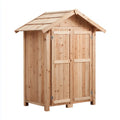 Abri de rangement de jardin rectangulaire naturel en épicéa massif avec double porte 140 x 80 x 180 cm