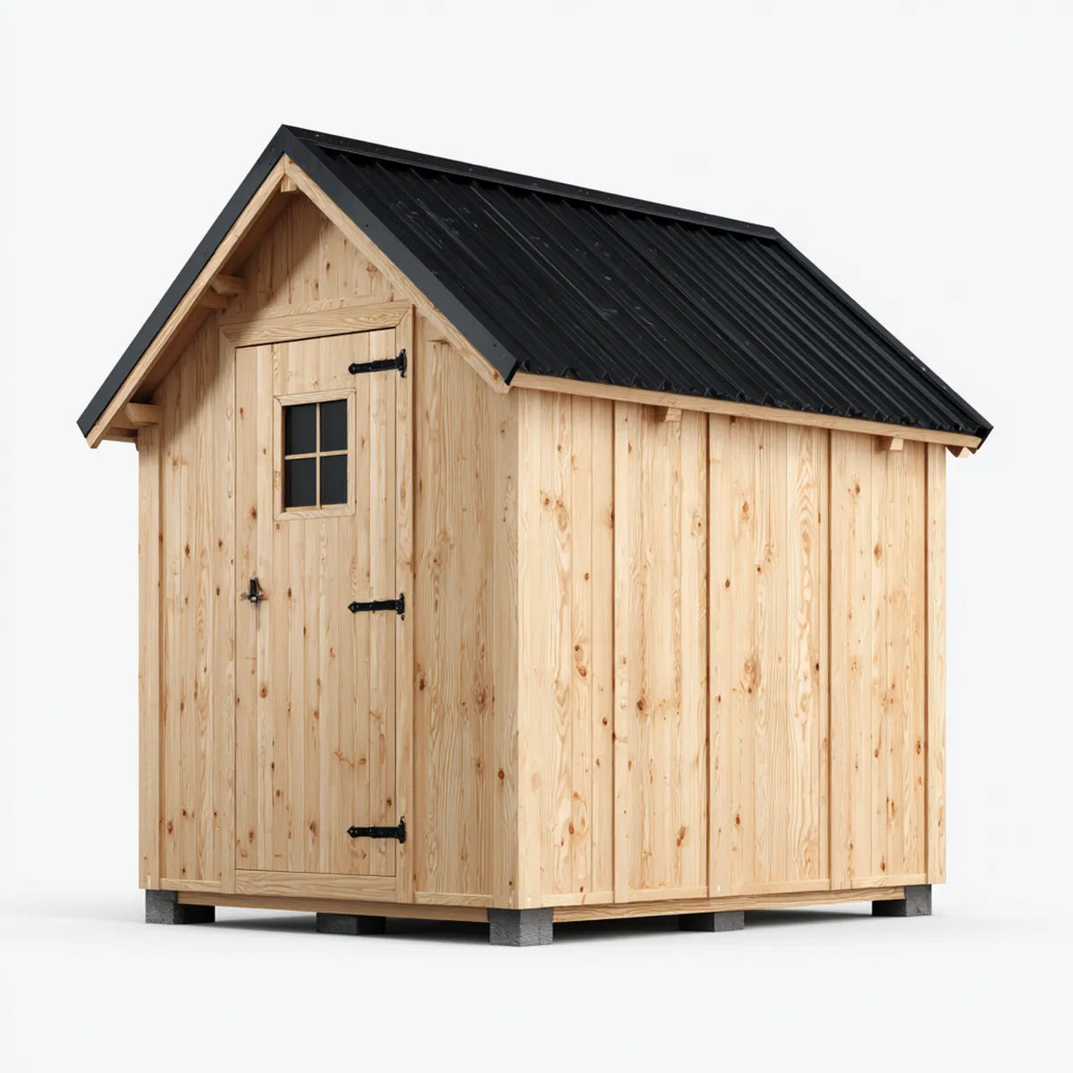 Abri de jardin de rangement en pin massif naturel avec toit à deux pans noir 300 x 200 x 260 cm