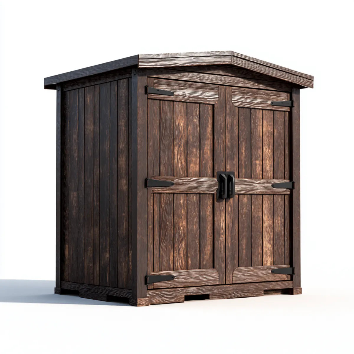 Abri de rangement extérieur brun foncé en bois massif à deux portes 120 x 70 x 150 cm