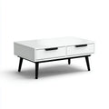 Table basse avec 2 tiroirs blanche et noire en panneaux MDF rectangulaire 100 x 50 x 45 cm
