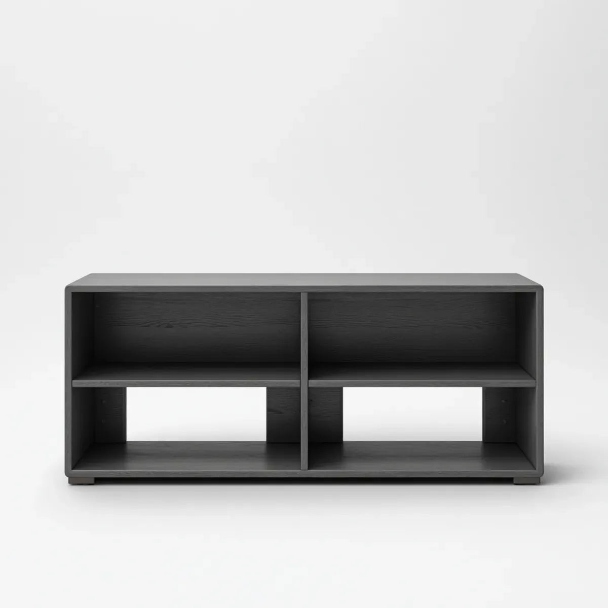 Table basse avec rangement noire en MDF plaqué chêne rectangulaire 120 x 40 x 45 cm
